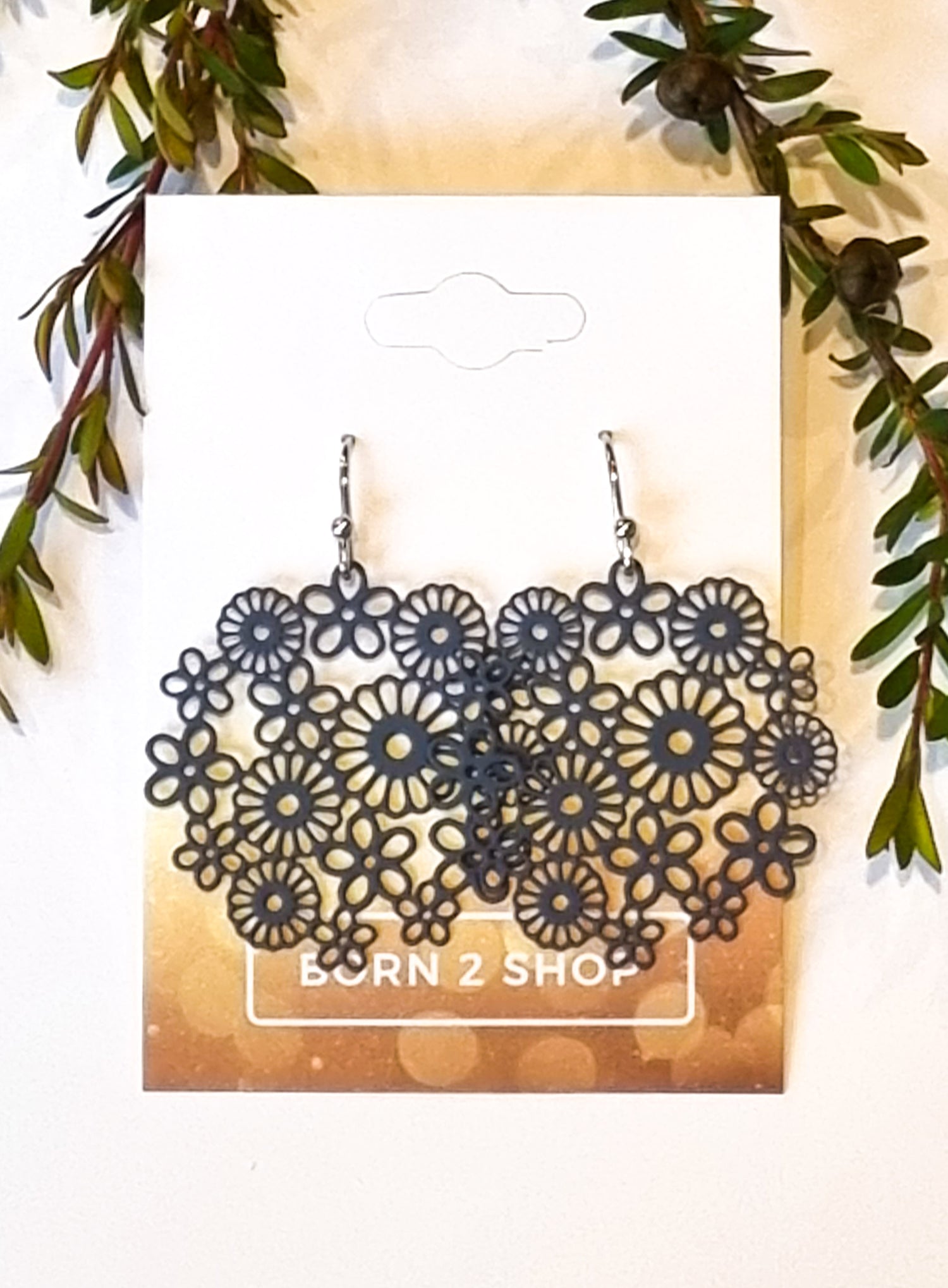Paris Contemporary Chic Hanging Flower Earrings