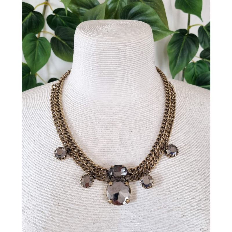 Milano Swarovski Necklace- Gold Hamp
