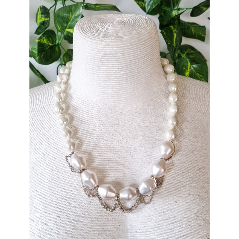 Milano Swarovski Necklace- Wht Prl Chain
