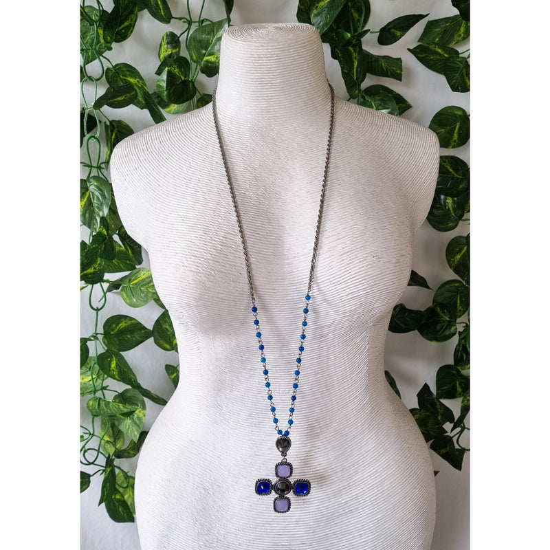 Milano Swarovski Necklace- Blue Cross