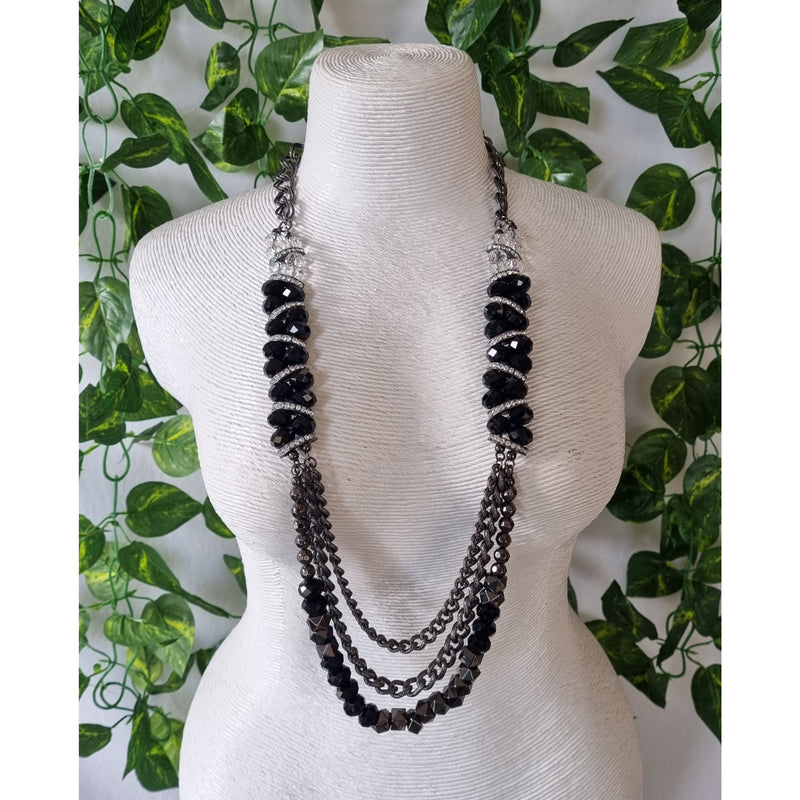 Milano Swarovski Necklace- Jet Cry Glam