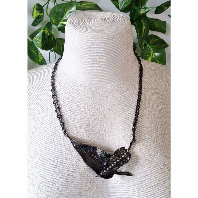 Milano Swarovski Necklace- Gun Leaf