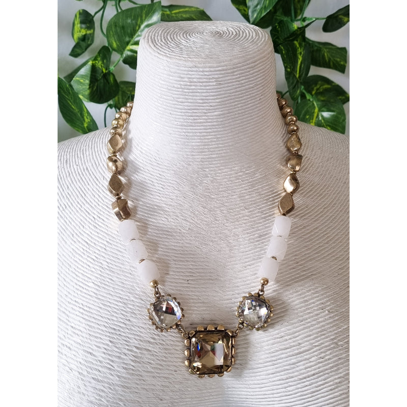 Milano Swarovski Necklace- Gold Frill