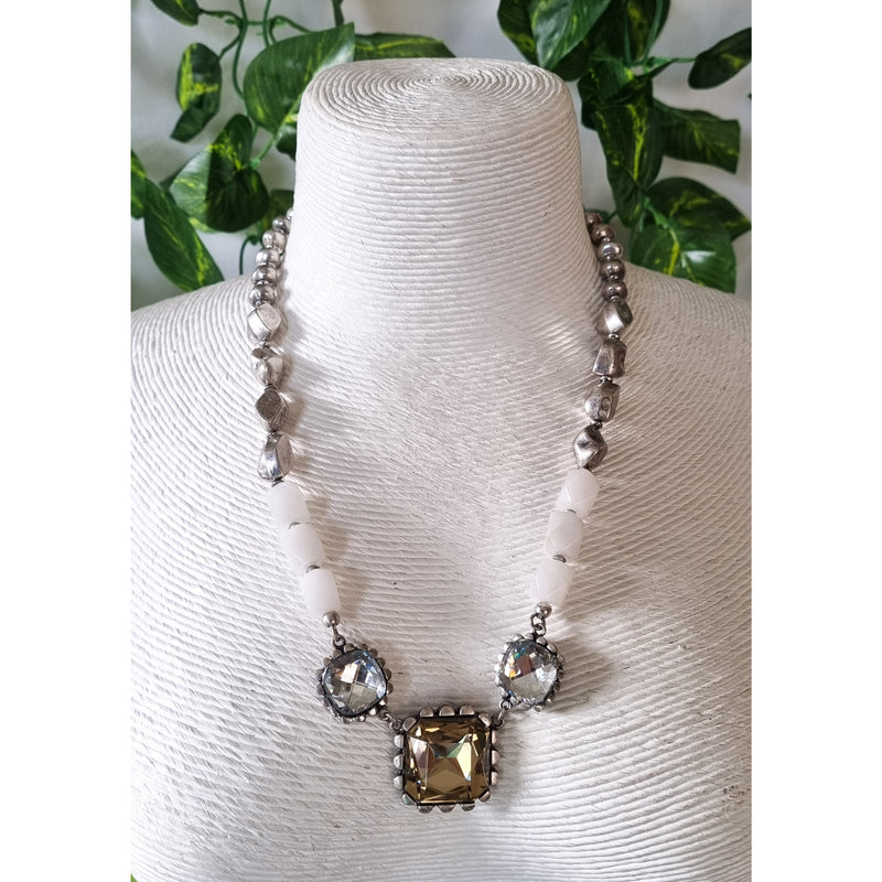 Milano Swarovski Necklace- Silver Frill