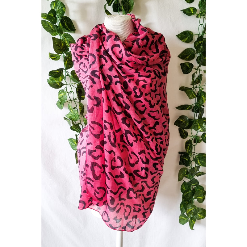 Viscose Scarf - Leopard - Red