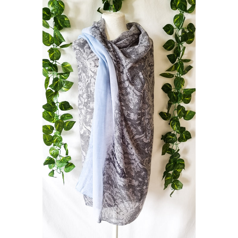 Viscose Scarf - Pale Blue Lace