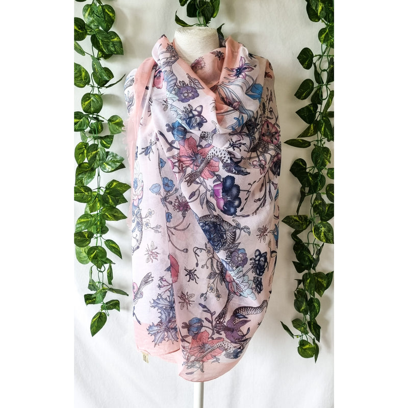 Viscose Scarf - Floral Serpent - Peach
