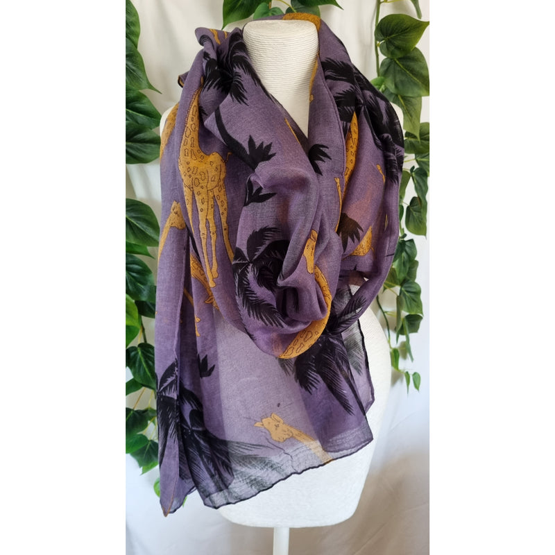 Viscose Scarf - Giraffe Purple