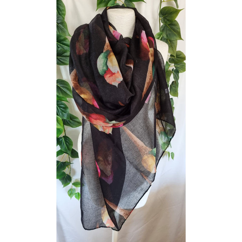 Viscose Scarf - Ice Cream Black