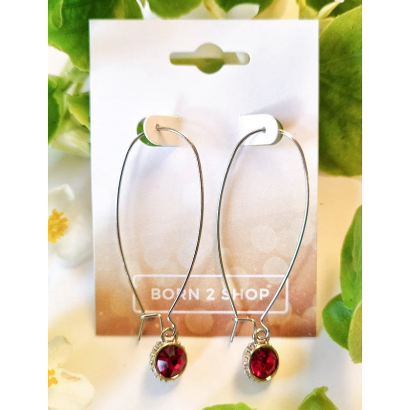 Milano Swarovski Hoop Earrings- Siam-Sil