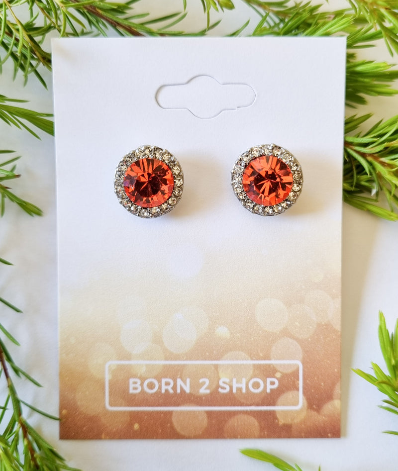 Milano Swarovski Jewel Stud Earrings- PadC-Sil