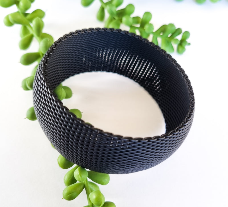 Paris Contemporary Chic Bracelet- WideMeshBlk