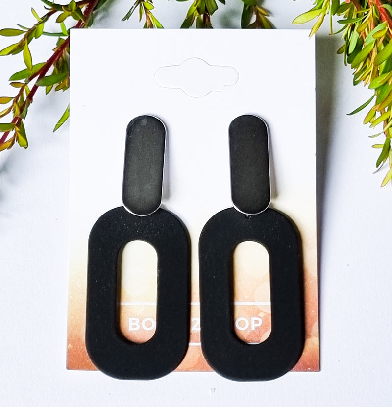 Paris Contemporary Chic Earrings- GEOBLKSIL
