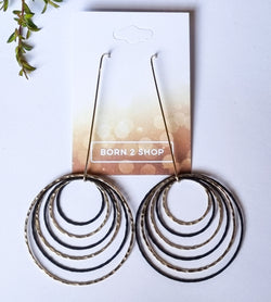 Paris Contemporary Chic Earrings - Multi Circles - Black and Gold