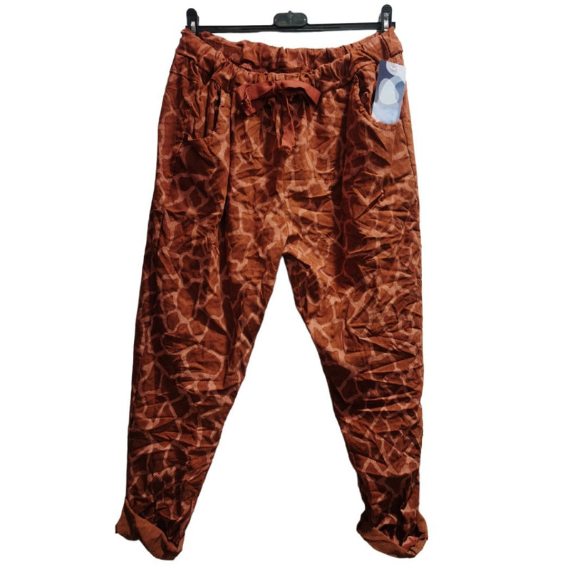 Ella Blanca - Animal Prt Joggers- Rust