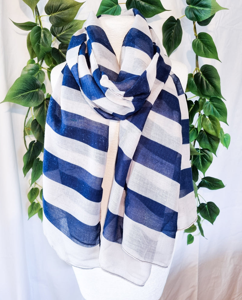 Viscose Scarf - Stripe Navy