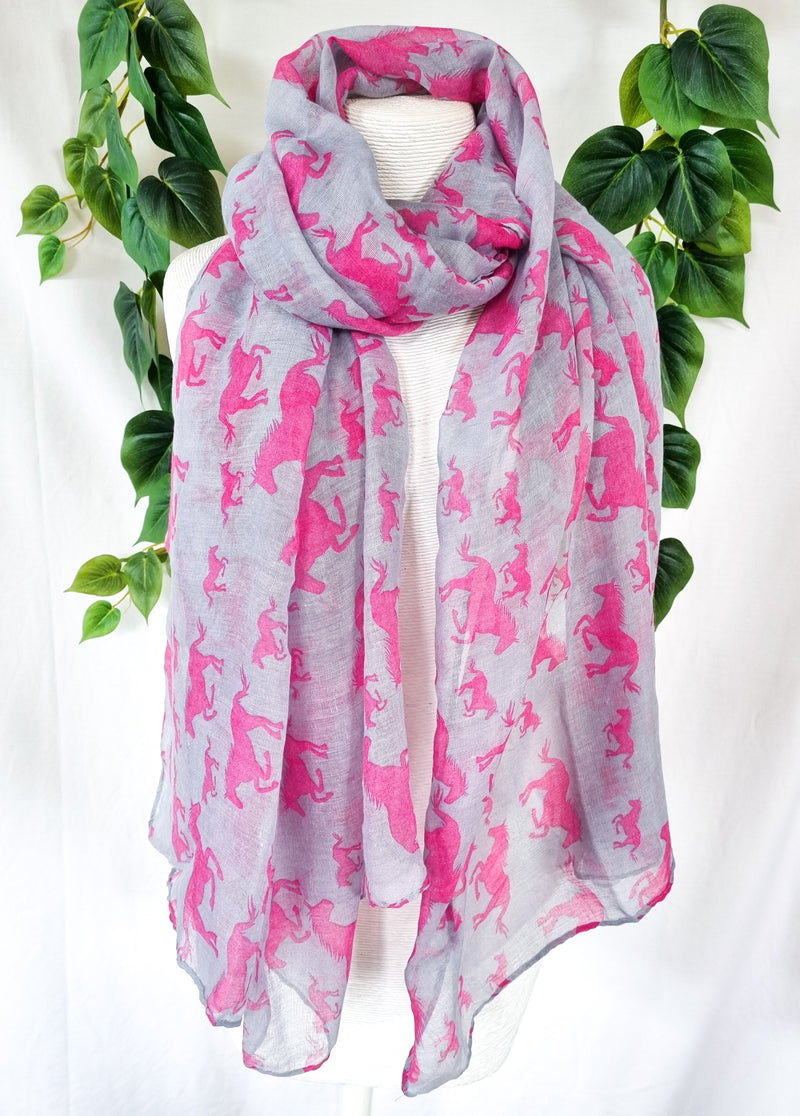 Viscose Scarf - Pink Horses