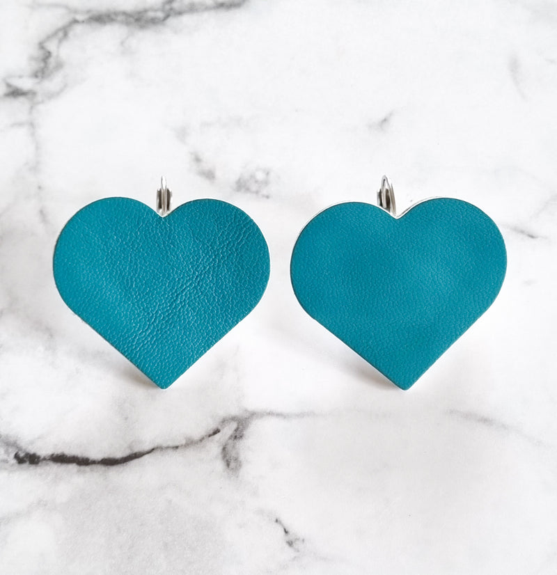 Nouvelle Zealande Chic Earrings - Large Heart Turquoise