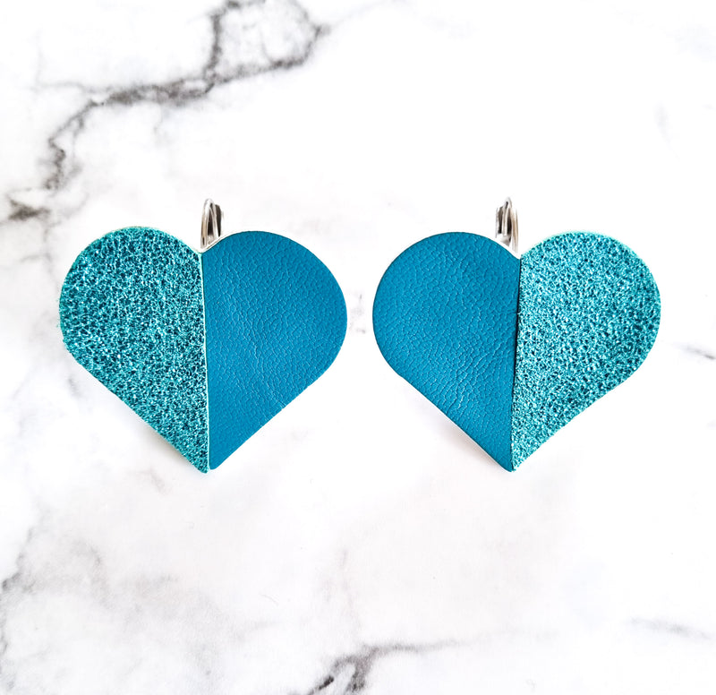 Nouvelle Zealande Chic Earrings - Large Heart Turquoise Shine