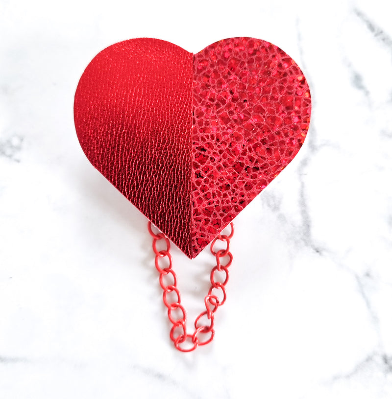 Nouvelle Zealande Chic Brooch - Heart Red