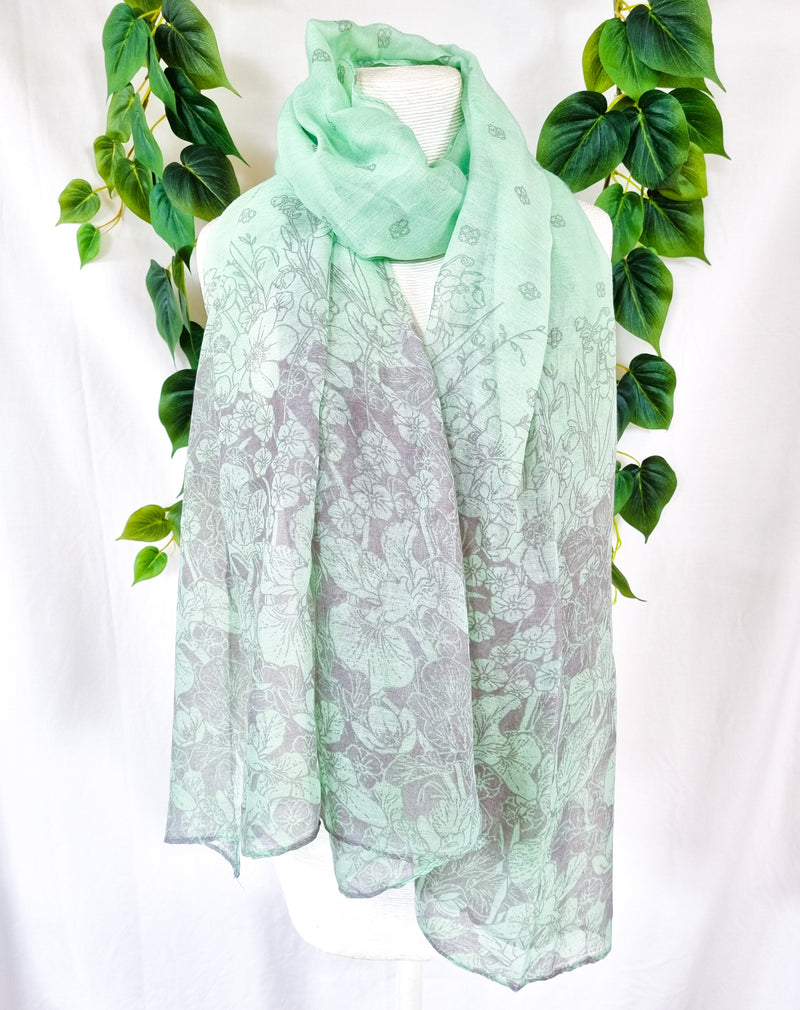 Viscose Scarf - Mint Floral