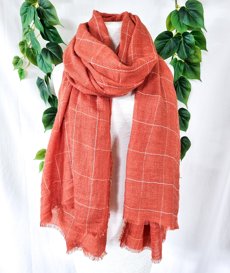 Viscose Scarf - Rust Checks