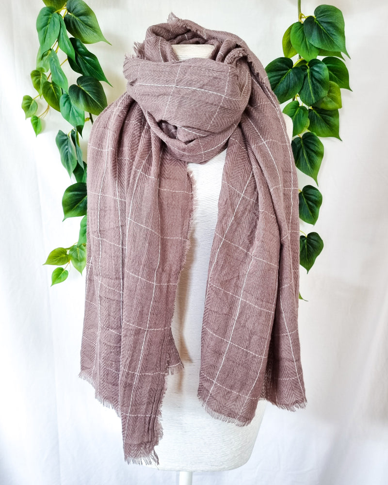 Viscose Scarf - Taupe Checks