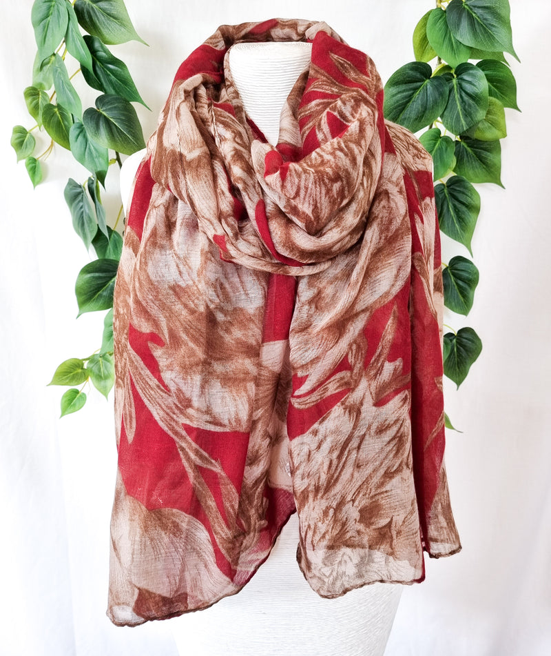 Viscose Scarf - Rust Floral