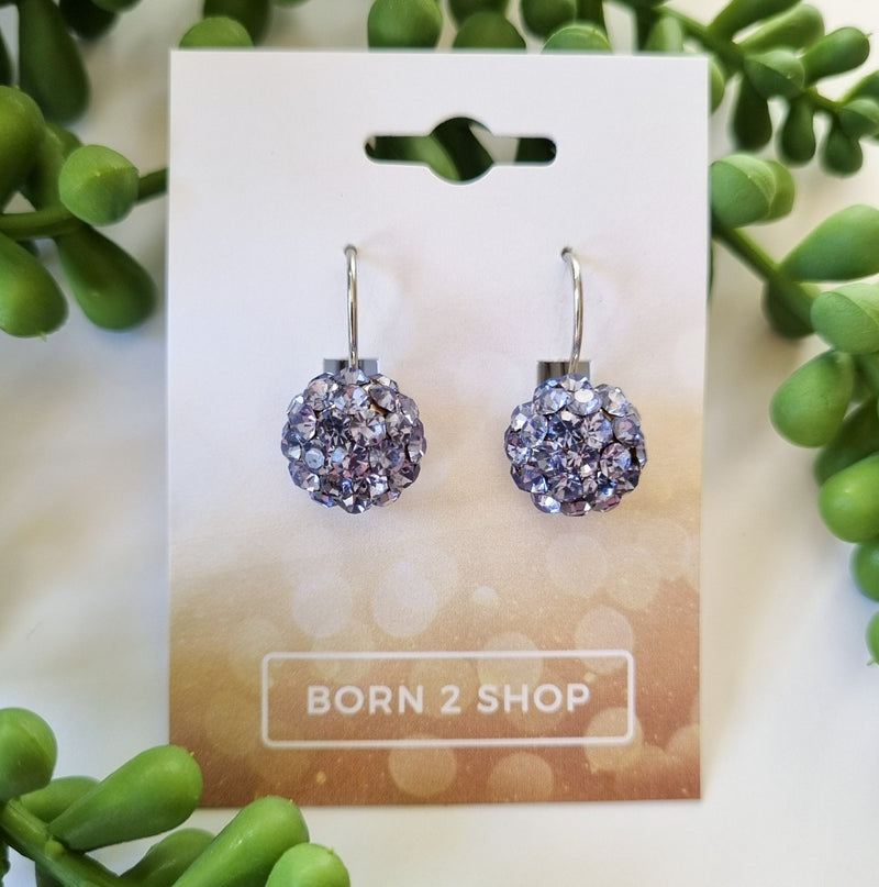 Milano Swarovski Cluster Drop Earrings - Tanzanite - Silver