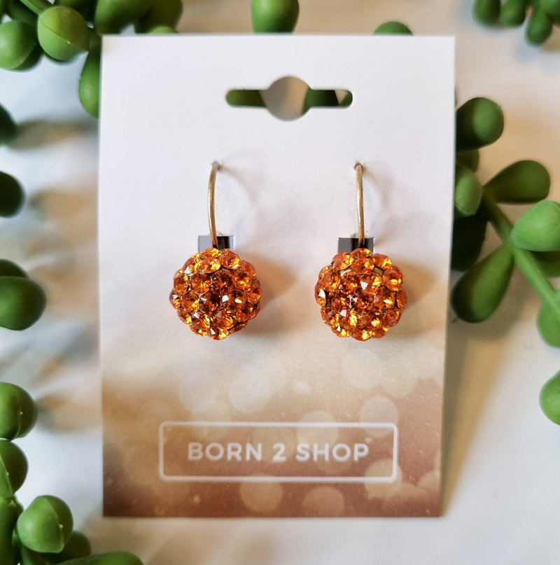 Milano Swarovski Cluster Drop Earrings - Tangerine - Gold