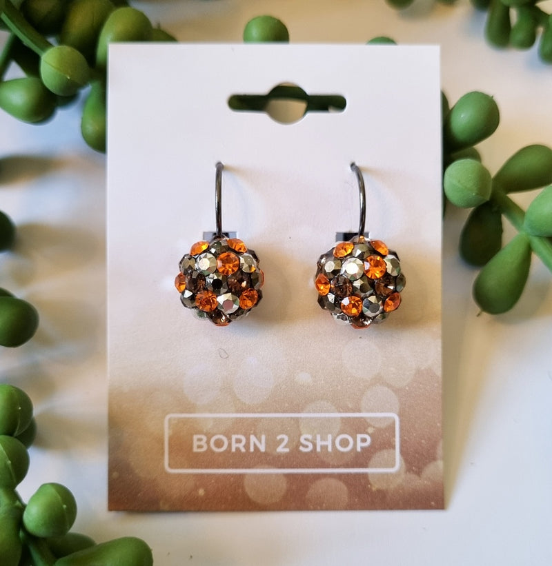 Milano Swarovski Cluster Drop Earrings - 70s Mix - Gunmetal