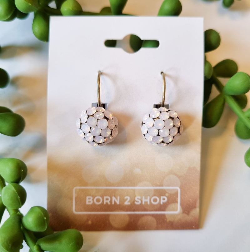 Milano Swarovski Cluster Drop Earrings - Rose Opal - Gold