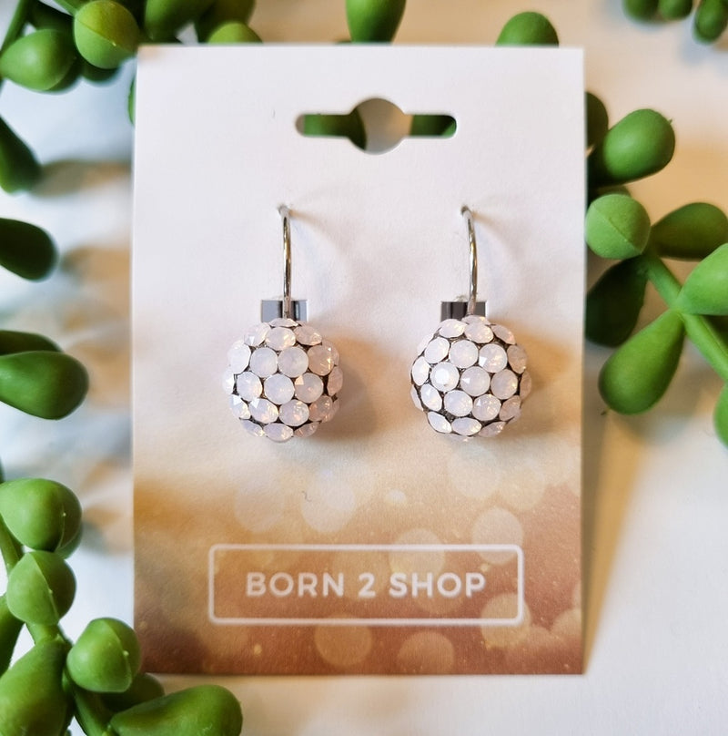 Milano Swarovski Cluster Drop Earrings - Rose Opal - Silver