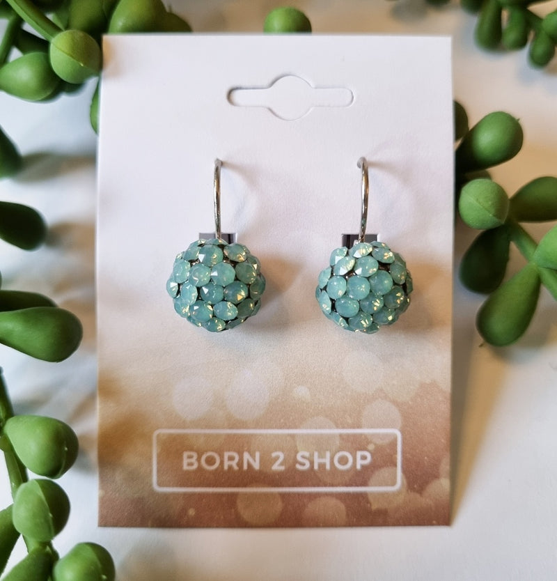 Milano Swarovski Cluster Drop Earrings - Pacific Opal - Silver