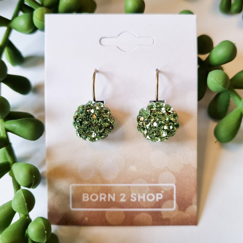 Milano Swarovski Cluster Drop Earrings - Peridot - Gold