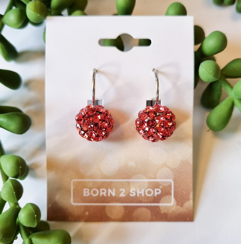 Milano Swarovski Cluster Drop Earrings - Melon - Silver