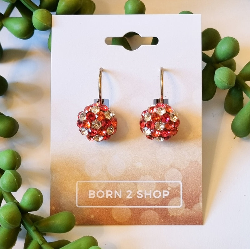 Milano Swarovski Cluster Drop Earrings - Melon Mix - Gold
