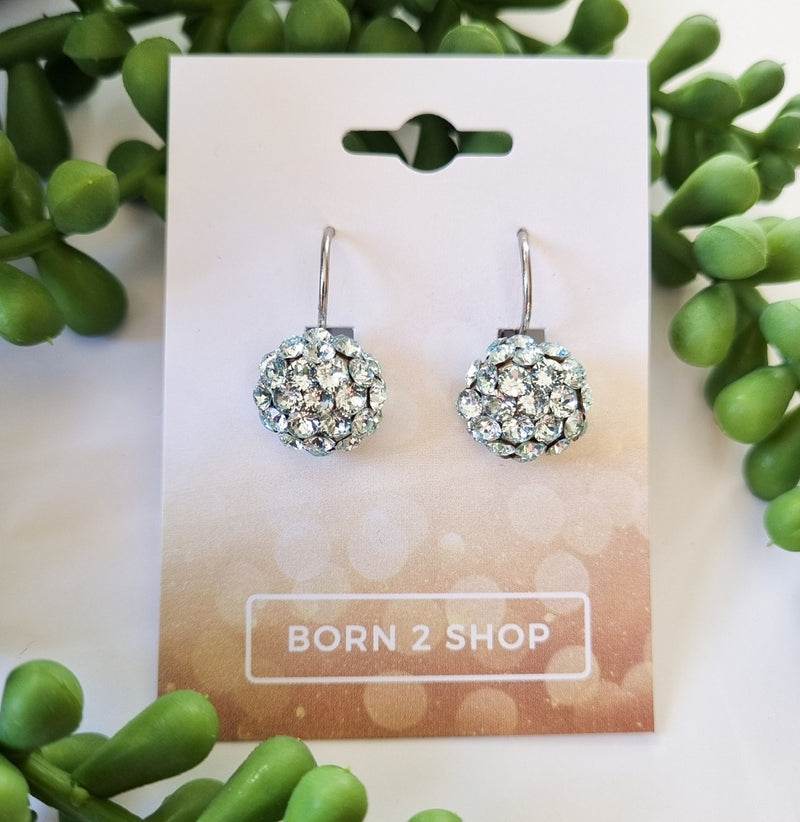 Milano Swarovski Cluster Drop Earrings - Light Azure -Silver