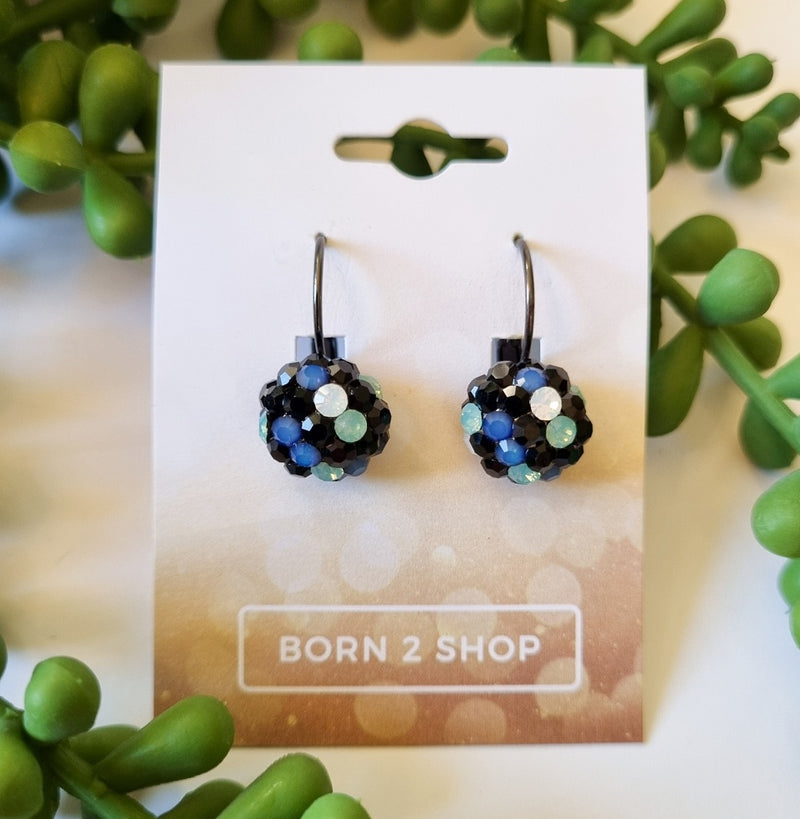 Milano Swarovski Cluster Drop Earrings - Magic Mix - Gunmetal