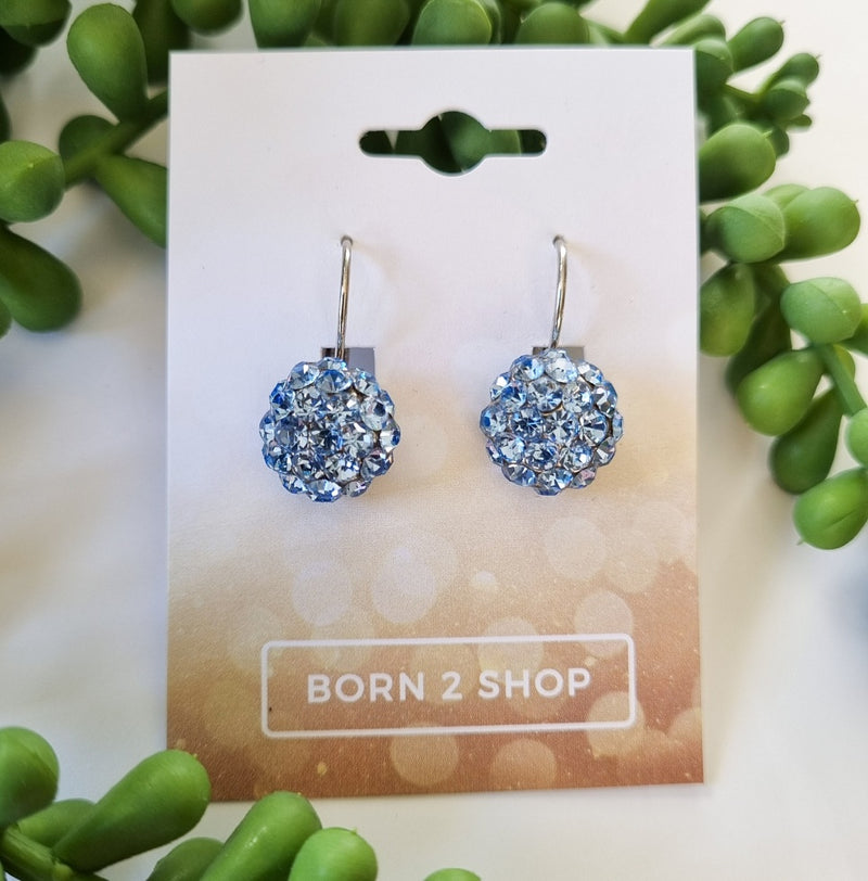 Milano Swarovski Cluster Drop Earrings - Light Sapphire - Silver