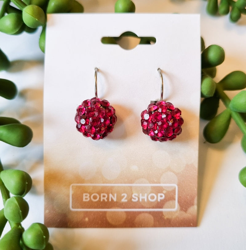 Milano Swarovski Cluster Drop Earrings - Dark Rose - Silver
