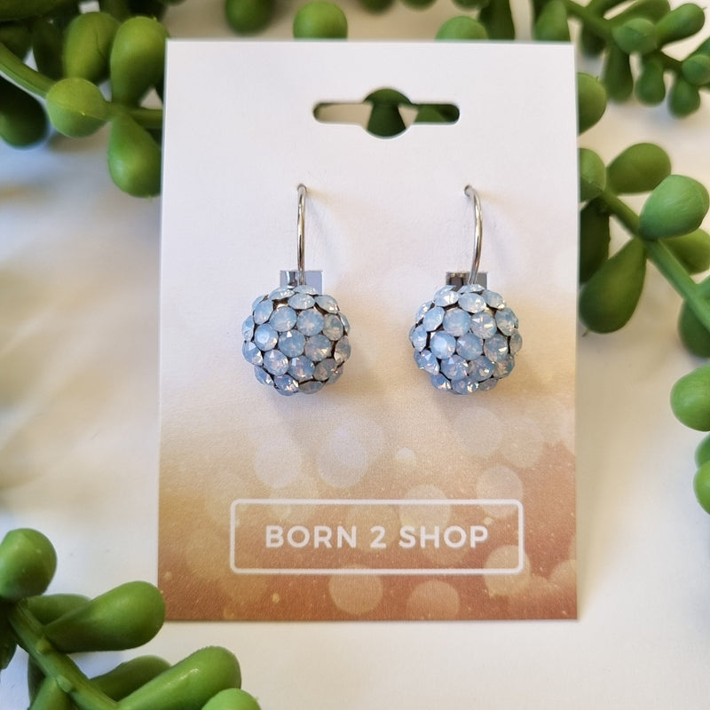 Milano Swarovski Cluster Drop Earrings - Air Blue Opal - Silver