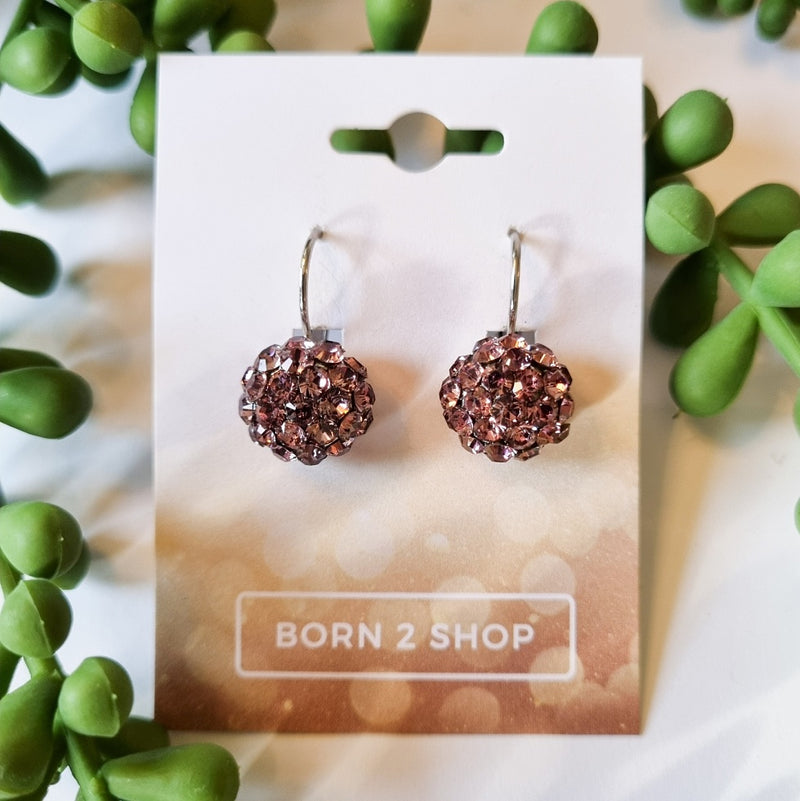 Milano Swarovski Cluster Drop Earrings - Antique Pink - Silver