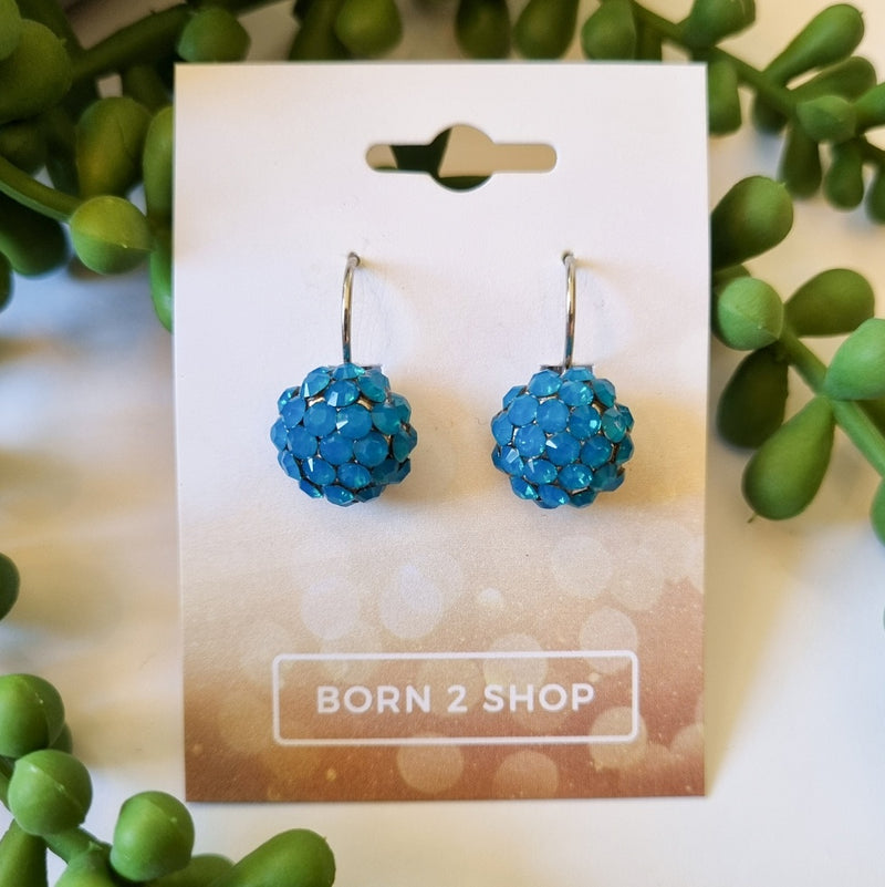 Milano Swarovski Cluster Drop Earrings - Carribean Opal - Silver