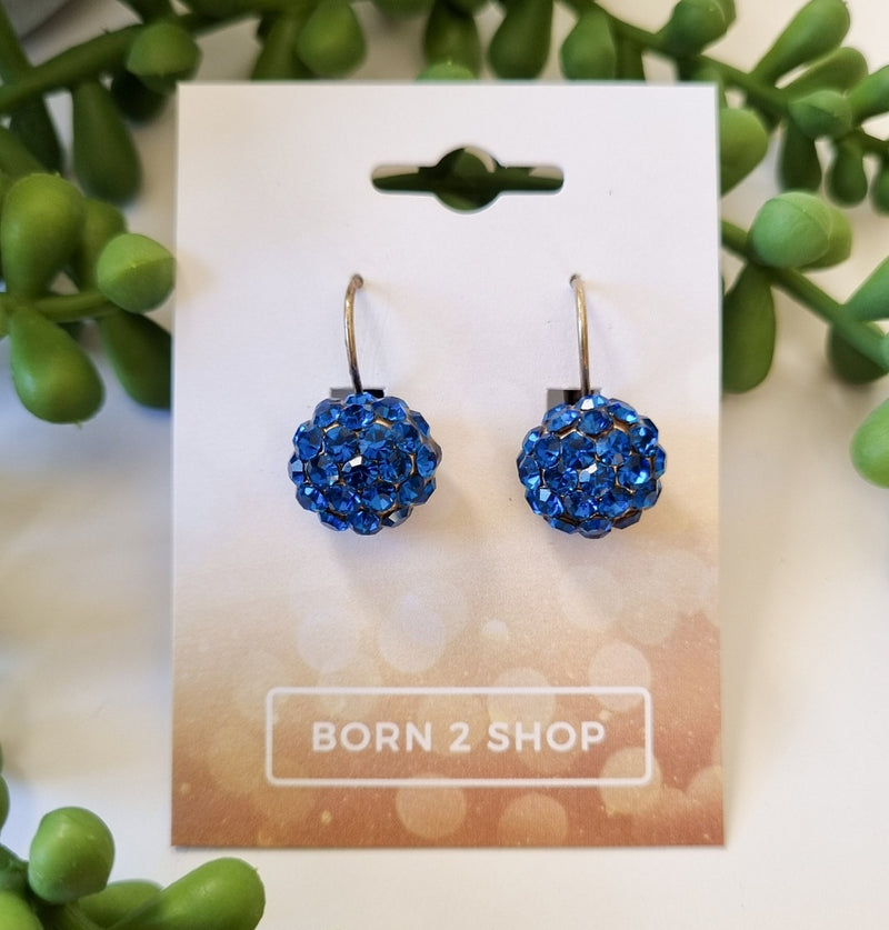 Milano Swarovski Cluster Drop Earrings - Capri Blue - Gold