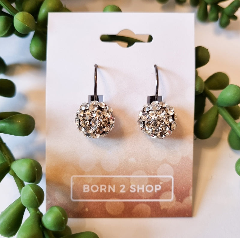 Milano Swarovski Cluster Drop Earrings - Crystal - Gunmetal
