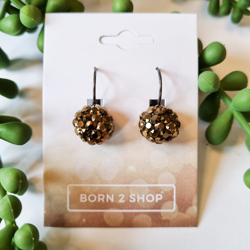 Milano Swarovski Cluster Drop Earrings - Crystal Dorado - Gunmetal