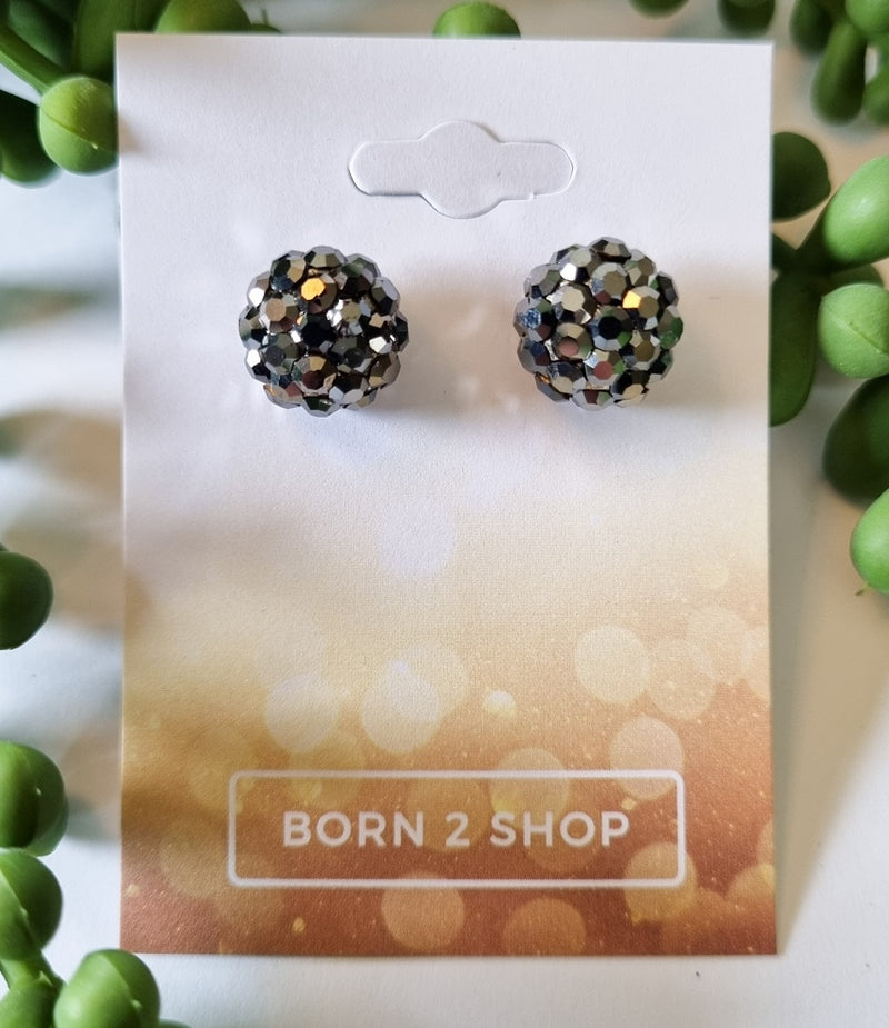 Milano Swarovski Cluster Post Earrings - Hemitite - Silver