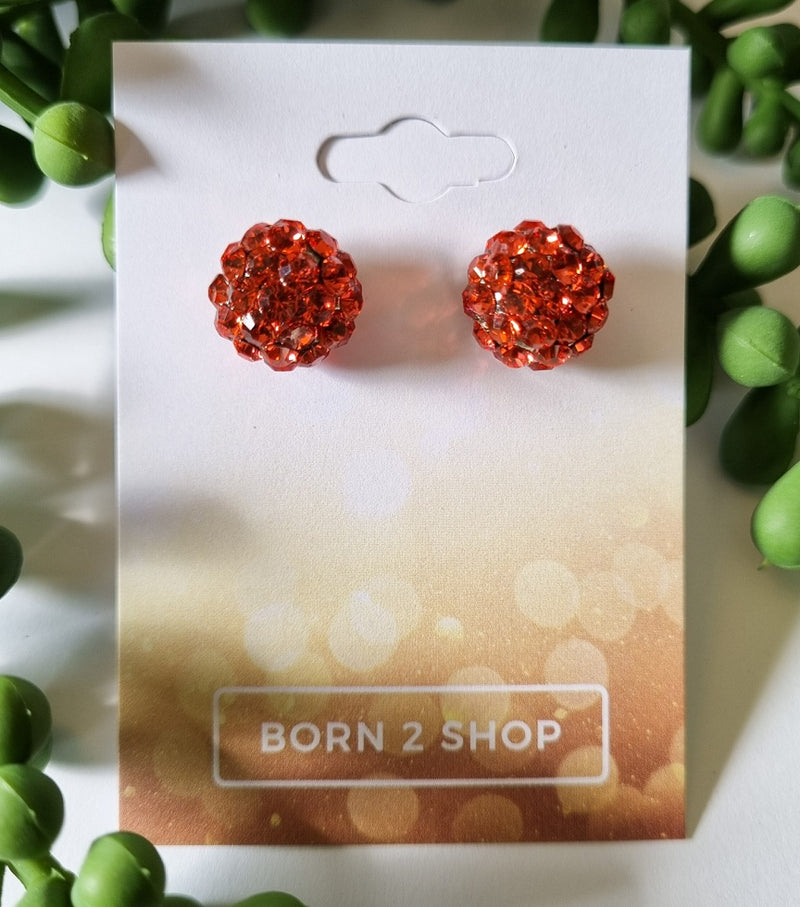 Milano Swarovski Cluster Post Earrings - Padparadscha - Silver