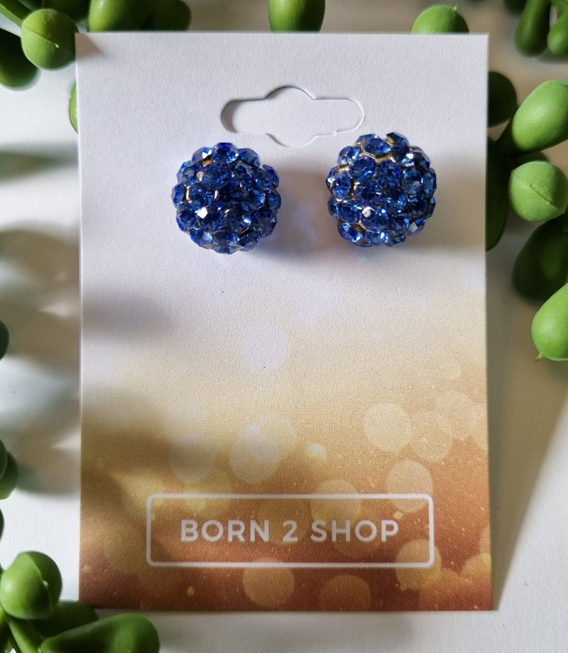 Milano Swarovski Cluster Post Earrings - Sapphire - Silver